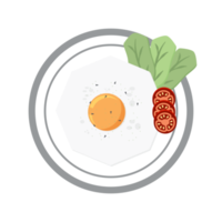 gebakken ei dooier bakken portie voedsel sla tomaat Aan een bord png