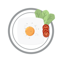 Fried Egg Yolk Fry Serving Food Lettuce Tomato on a Plate png