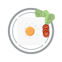 frito huevo yema de huevo freír servicio comida lechuga tomate en un plato png