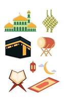 Ramadán icono ilustración, celebracion musulmán tema con mezquita. vector