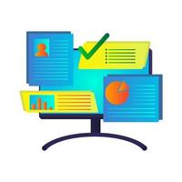 PC desktop notes flat design vector illustration