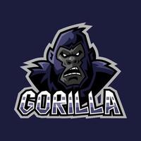 gorilla face mascot logo design with text. perfect for esport logo, gaming, team. vector illustration.