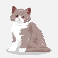 linda gatito dibujos animados ilustración. lleno cuerpo. mascotas, gatitos para imprimir, pegatina, póster, y más. vector