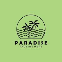 sunset paradise line art palm tree logo vector illustration design graphic