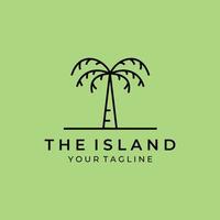 island paradise line art palm tree logo vector illustration design graphic