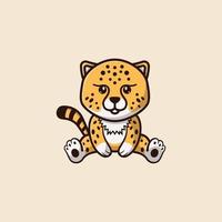 Cute cartoon Cheetah. Cheetah smiles. Printing for children's T-shirts, greeting cards, posters. Hand-drawn vector stock illustration isolated