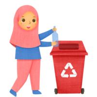 hijab niña reciclaje basura png