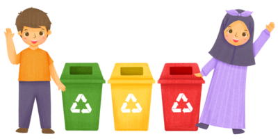 niños reciclaje basura png