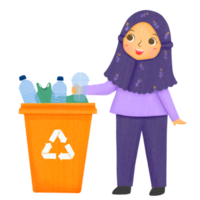 hijab niña reciclaje basura png