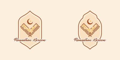 Collection Of Islamic Style Lantern with Ramadan Kareem text vector