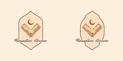 Collection Of Islamic Style Lantern with Ramadan Kareem text vector