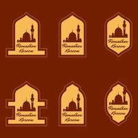 Collection Of Oriental Style Gate with Mosque Illustration vector