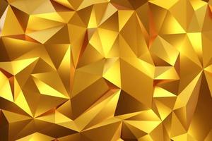 Abstract geometric gold color background, polygon, low poly pattern. 3d render illustration. photo