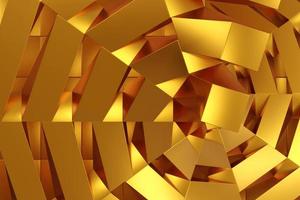 Abstract geometric gold color background, polygon, low poly pattern. 3d render illustration. photo