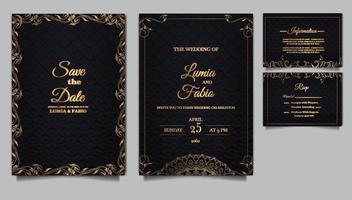 lujo Boda invitación tarjeta en relieve modelo diseño conjunto vector