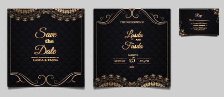 luxury save the date wedding invitation card template set vector