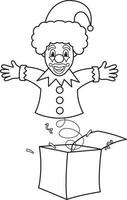 vector illustration of a surprise box, april fools day, clown on a spring, doodle and sketch