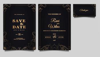 luxury wedding invitation card set vector