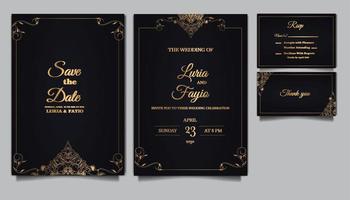 luxury Elegant wedding invitation card set vector