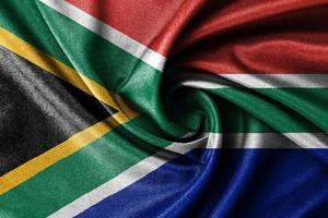 South Africa flag on fabric cotton flag, the curved Africa flag template design photo