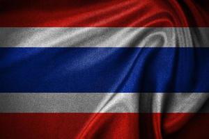 ondulado Tailandia bandera en aislado antecedentes con muy detallado tela textura. realista representación calidad foto