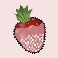 Ripe strawberries in chocolate glaze. fondue dessert. Seamless pattern. Vector illustration.