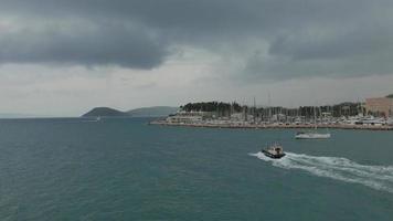 Ferry in front of the Split old town in Croatia photo