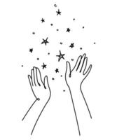 Hand create magic line in boho style on white background. Vector drawing. Esoteric magic