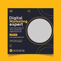 Digital marketing live webinar and corporate social media post template vector