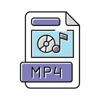 mp4 file format document color icon vector illustration