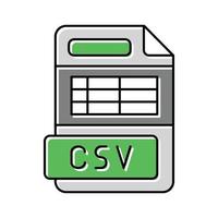 csv archivo formato documento color icono vector ilustración