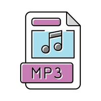 mp3 file format document color icon vector illustration