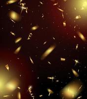 Golden confetti falling from the sky.3d metal confetti and ribbons,luxury background photo