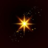 Sparkling dust particles. Glittering red golden dust. Abstract background with bokeh effect. photo