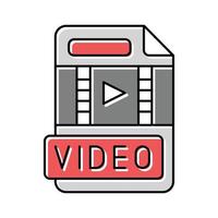 vídeo archivo formato documento color icono vector ilustración