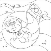 Space animal or astronaut in a space suit with cartoon style. Creative vector Childish design for kids activity colouring book or page.