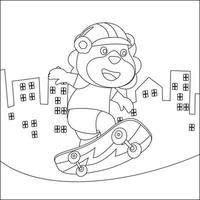 Vector illustration of cute animal on skate board. Cartoon isolated vector illustration, Creative vector Childish design for kids activity colouring book or page.