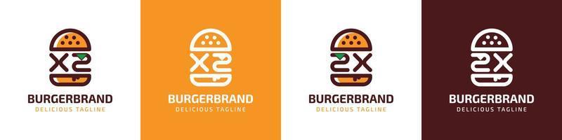 Letter XZ and ZX Burger Logo, suitable for any business related to burger with XZ or ZX initials. vector