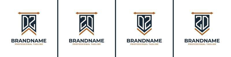 Letter DZ and ZD Pennant Flag Logo Set, Represent Victory. Suitable for any business with DZ or ZD initials. vector