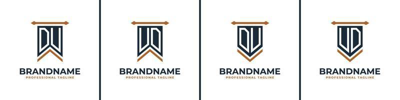 Letter DU and UD Pennant Flag Logo Set, Represent Victory. Suitable for any business with DU or UD initials. vector