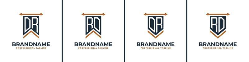 Letter DR and RD Pennant Flag Logo Set, Represent Victory. Suitable for any business with DR or RD initials. vector