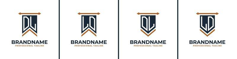 Letter DL and LD Pennant Flag Logo Set, Represent Victory. Suitable for any business with DL or LD initials. vector