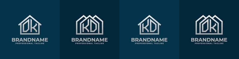 Letter DK and KD Home Logo Set. Suitable for any business related to house, real estate, construction, interior with DK or KD initials. vector