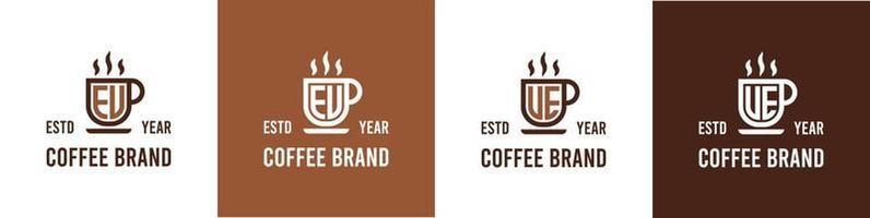 letra UE y ue café logo, adecuado para ninguna negocio relacionado a café, té, o otro con UE o ue iniciales. vector