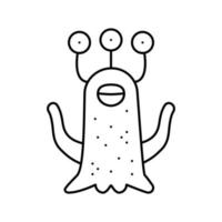 alien monster funny line icon vector illustration