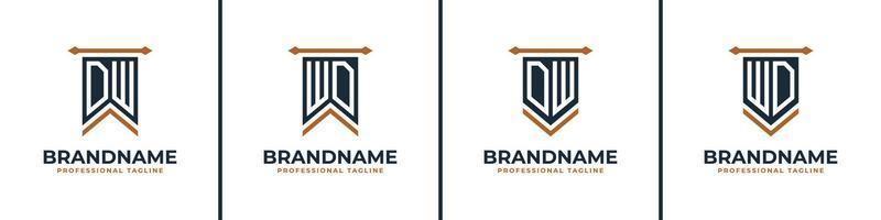 Letter DW and WD Pennant Flag Logo Set, Represent Victory. Suitable for any business with DW or WD initials. vector