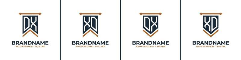 Letter DX and XD Pennant Flag Logo Set, Represent Victory. Suitable for any business with DX or XD initials. vector