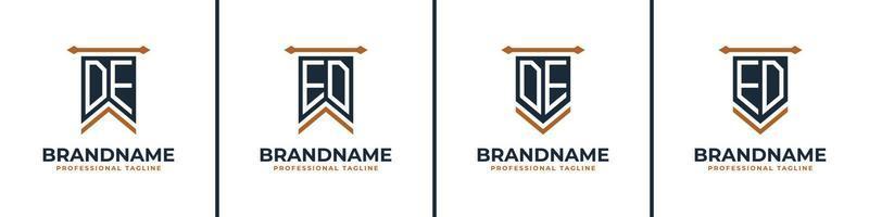 Letter DE and ED Pennant Flag Logo Set, Represent Victory. Suitable for any business with DE or ED initials. vector