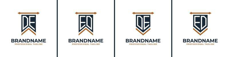 Letter DE and ED Pennant Flag Logo Set, Represent Victory. Suitable for any business with DE or ED initials. vector