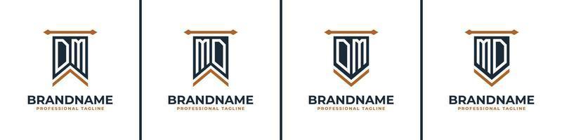Letter DM and MD Pennant Flag Logo Set, Represent Victory. Suitable for any business with DM or MD initials. vector